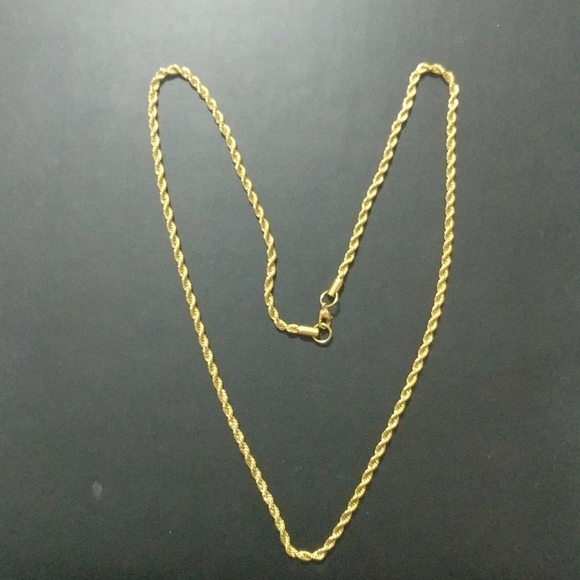 18K Gold over Stainless Steel Braided Chain Statement Necklace - Picture 1 of 3
